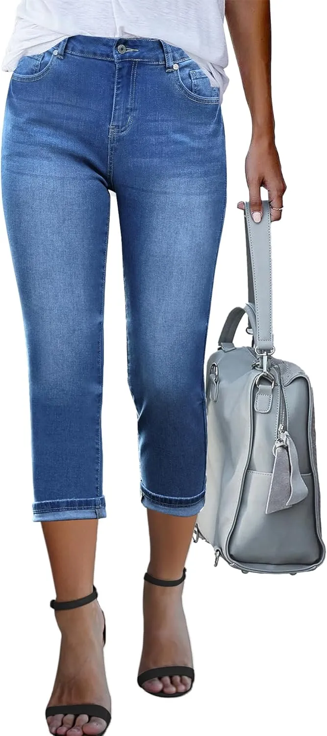 GRAPENT Capris Jeans for Women High Waisted Skinny Stretchy Denim Capri Pants Casual Cropped Jeggings Trousers