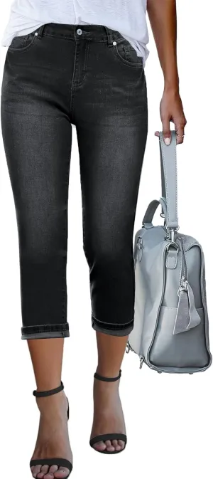 GRAPENT Capris Jeans for Women High Waisted Skinny Stretchy Denim Capri Pants Casual Cropped Jeggings Trousers