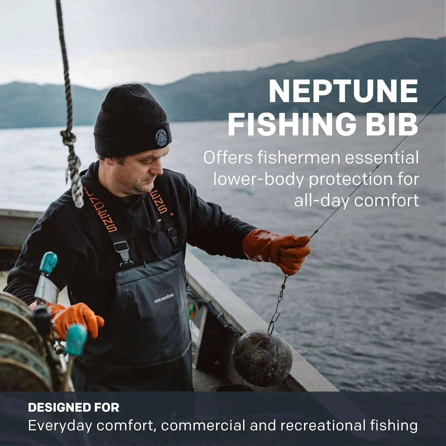 Grundens Mens Neptune Commercial Fishing Bib Pants | Waterproof, Adjustable