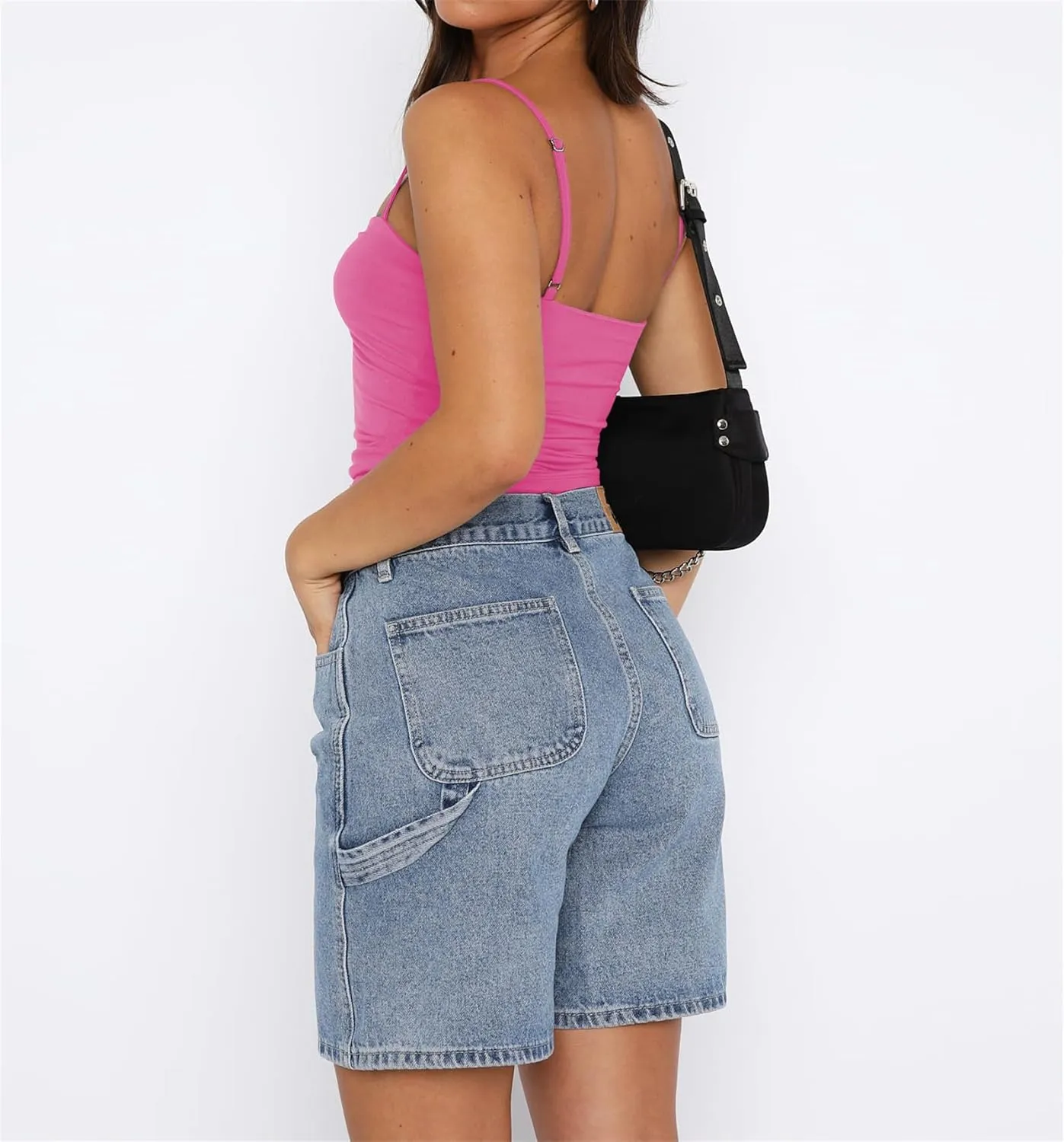 Hafailia Women's Sleeveless Crop Tank Top Sexy Going Out Ruched Bustier Spaghetti Straps Y2K Cami Shirts 2024