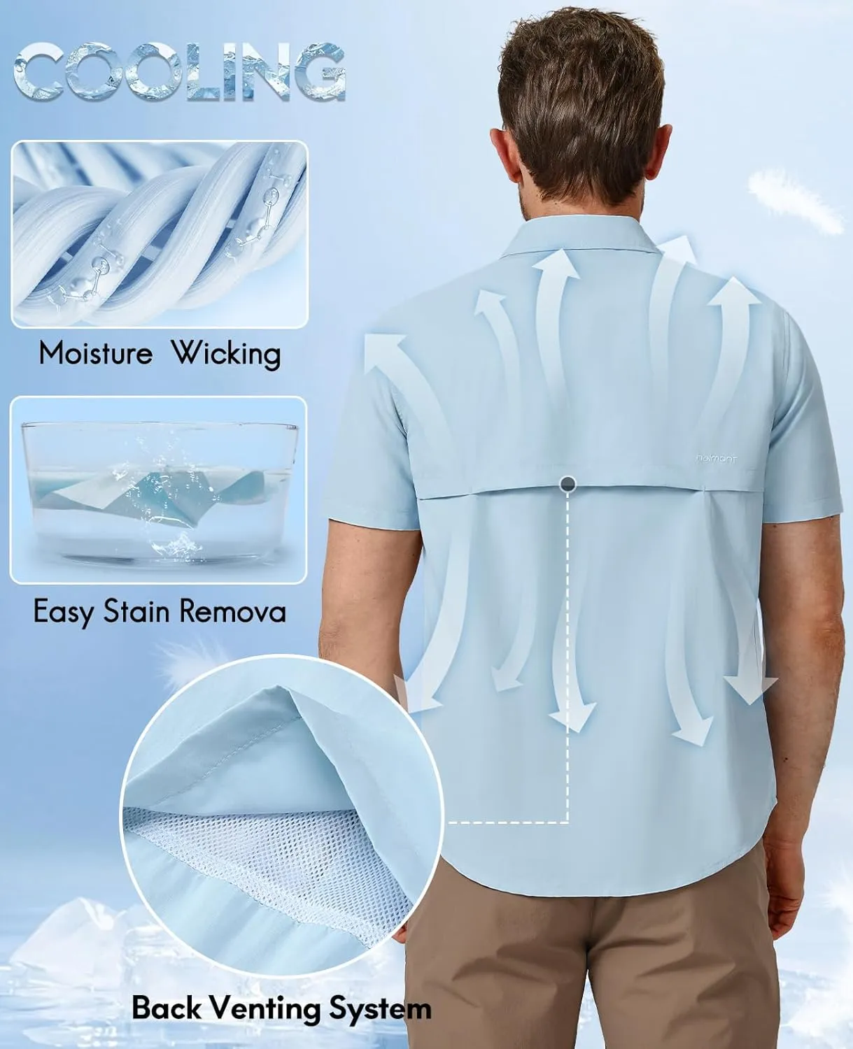 Haimont Men's Fishing Shirts Sun Protection Button Down Hiking Travel Camping Shirt Short Sleeve UV UPF50  Top