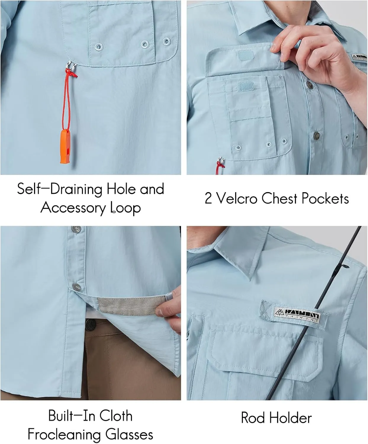 Haimont Men's Fishing Shirts Sun Protection Button Down Hiking Travel Camping Shirt Short Sleeve UV UPF50  Top