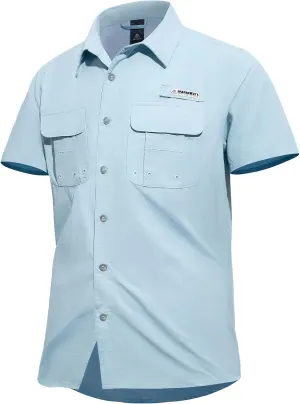 Haimont Men's Fishing Shirts Sun Protection Button Down Hiking Travel Camping Shirt Short Sleeve UV UPF50  Top