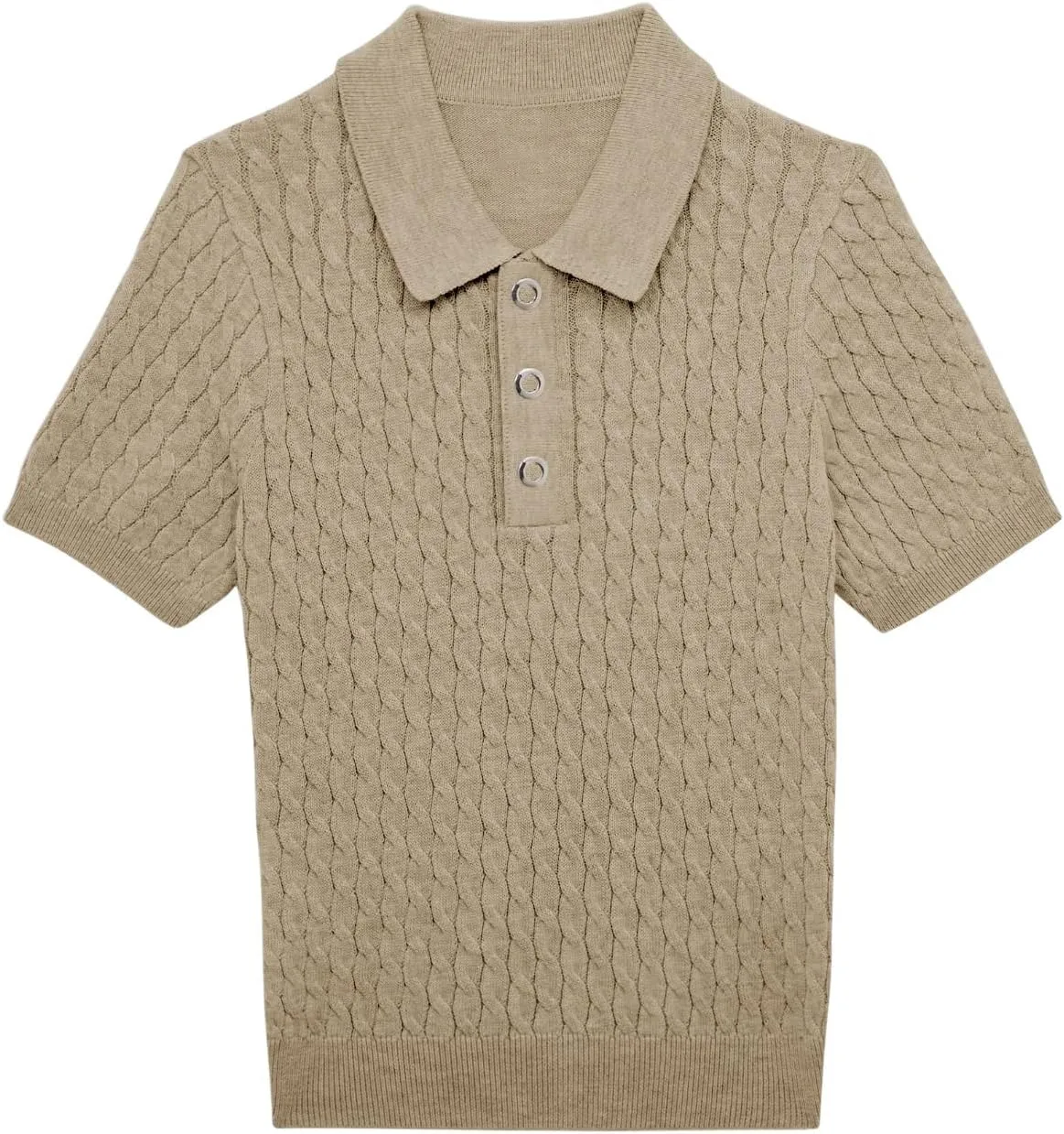 Haloumoning Boys Cable Knit Polo Shirt Kids Short Sleeve Sweater Fashion Pullover Tops Clothes 5-14 Years