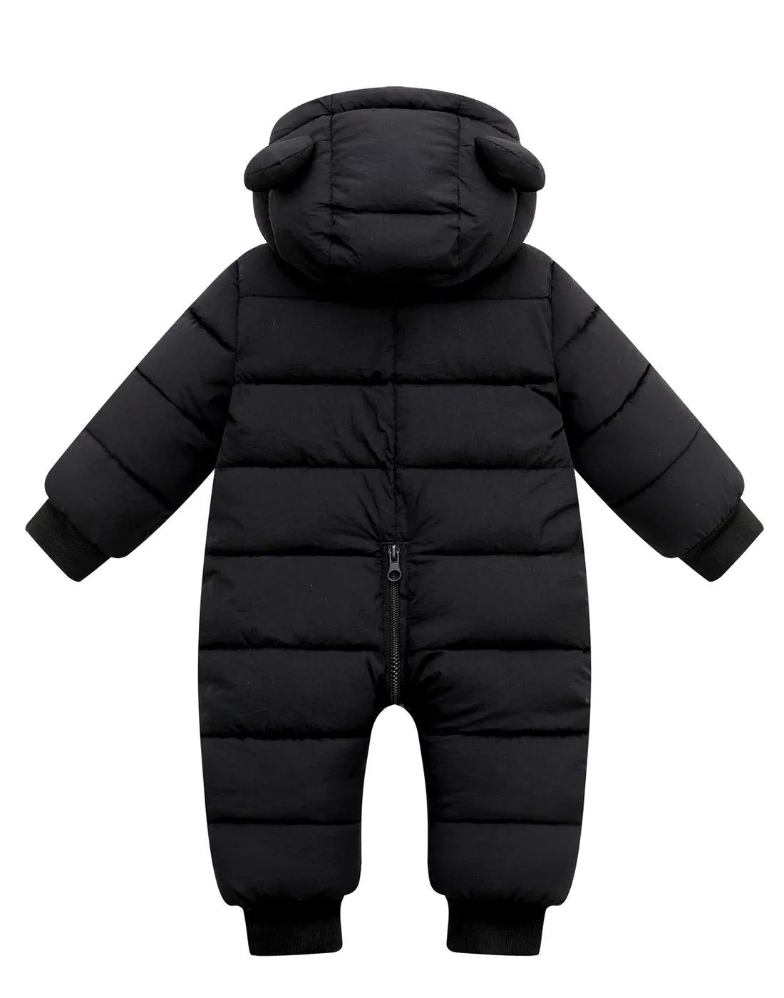 Happy Cherry Baby Hooded Puffer Jacket Jumpsuit Long Sleeve Romper Winter Snowsuit Coat Zipper One-Piece Outwear Down Coats 18-24 Months Black