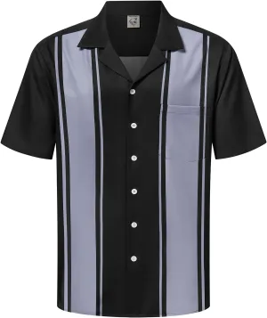Hardaddy Men's Camp Collar Retro Vintage Bowling Button Down Shirt with Pocket Casual Short Sleeve Beach Shirts Summer