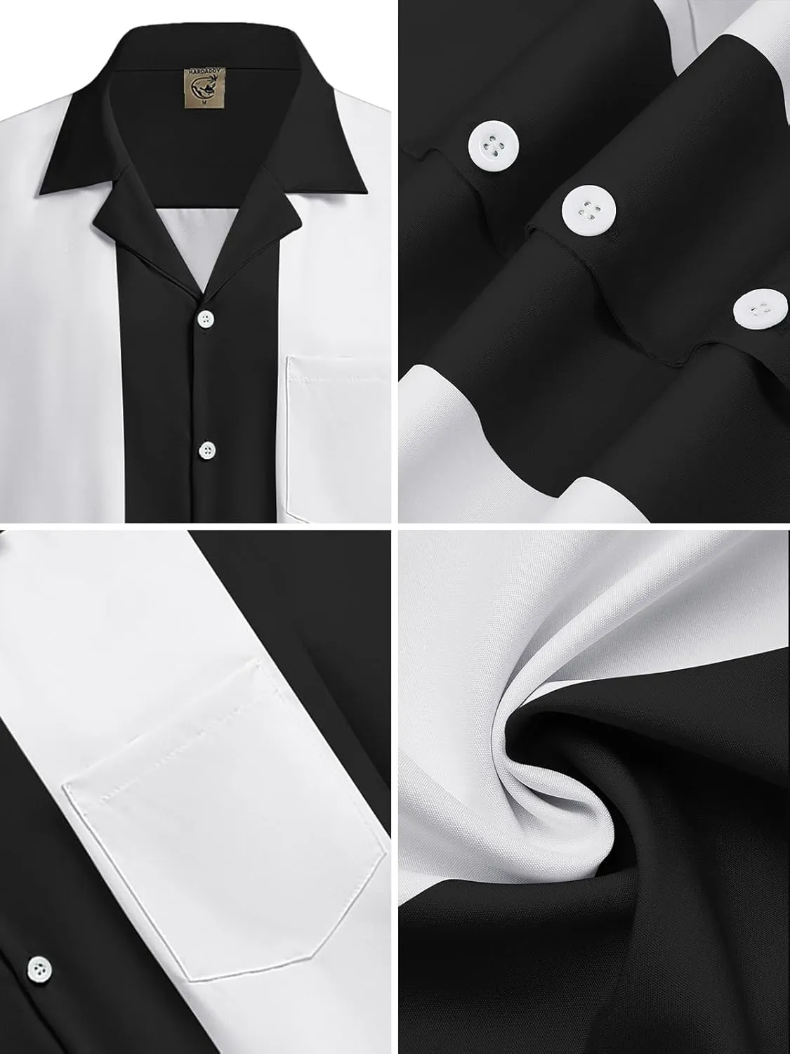 Hardaddy Men's Camp Collar Retro Vintage Bowling Button Down Shirt with Pocket Casual Short Sleeve Beach Shirts Summer