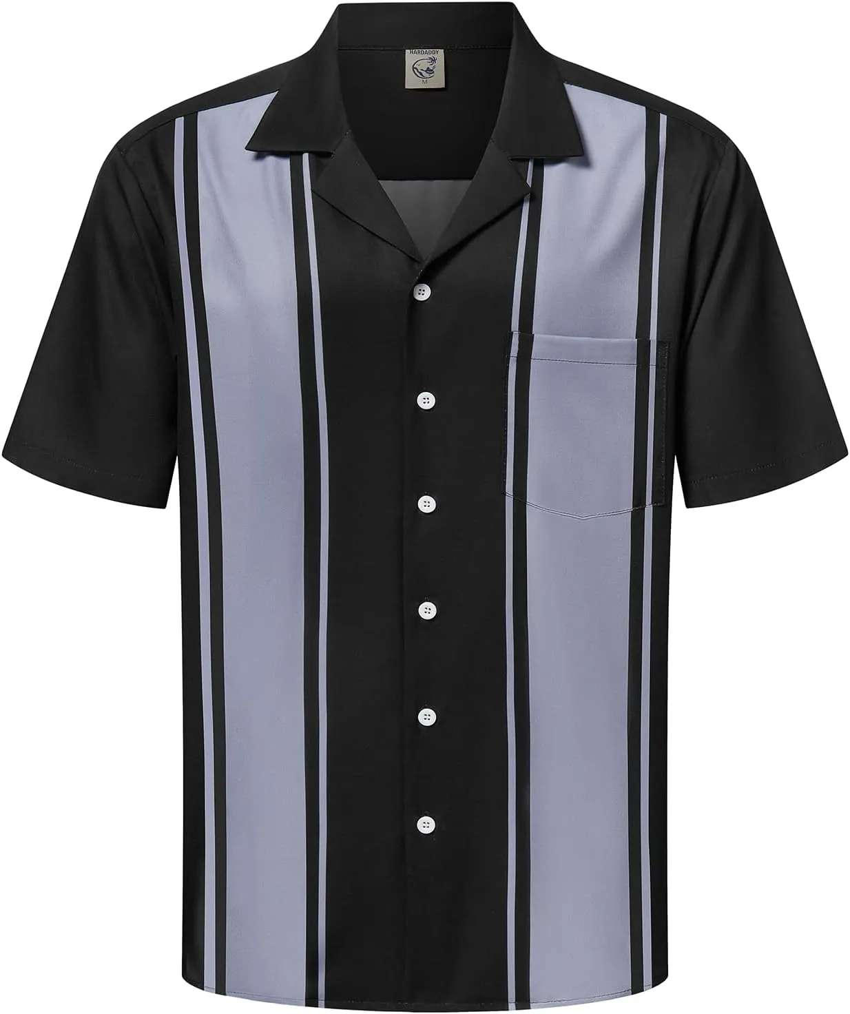 Hardaddy Men's Camp Collar Retro Vintage Bowling Button Down Shirt with Pocket Casual Short Sleeve Beach Shirts Summer