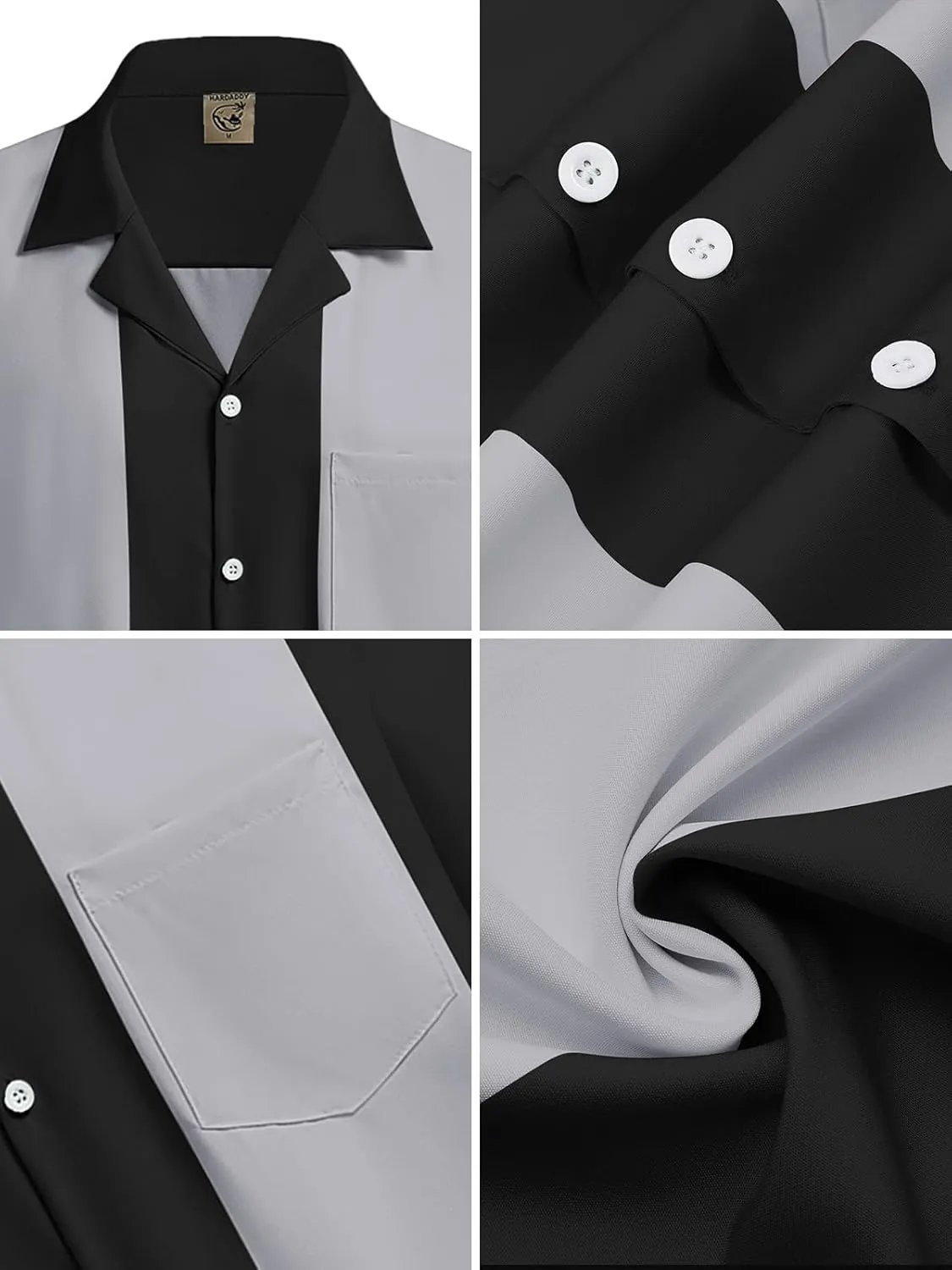Hardaddy Men's Camp Collar Retro Vintage Bowling Button Down Shirt with Pocket Casual Short Sleeve Beach Shirts Summer
