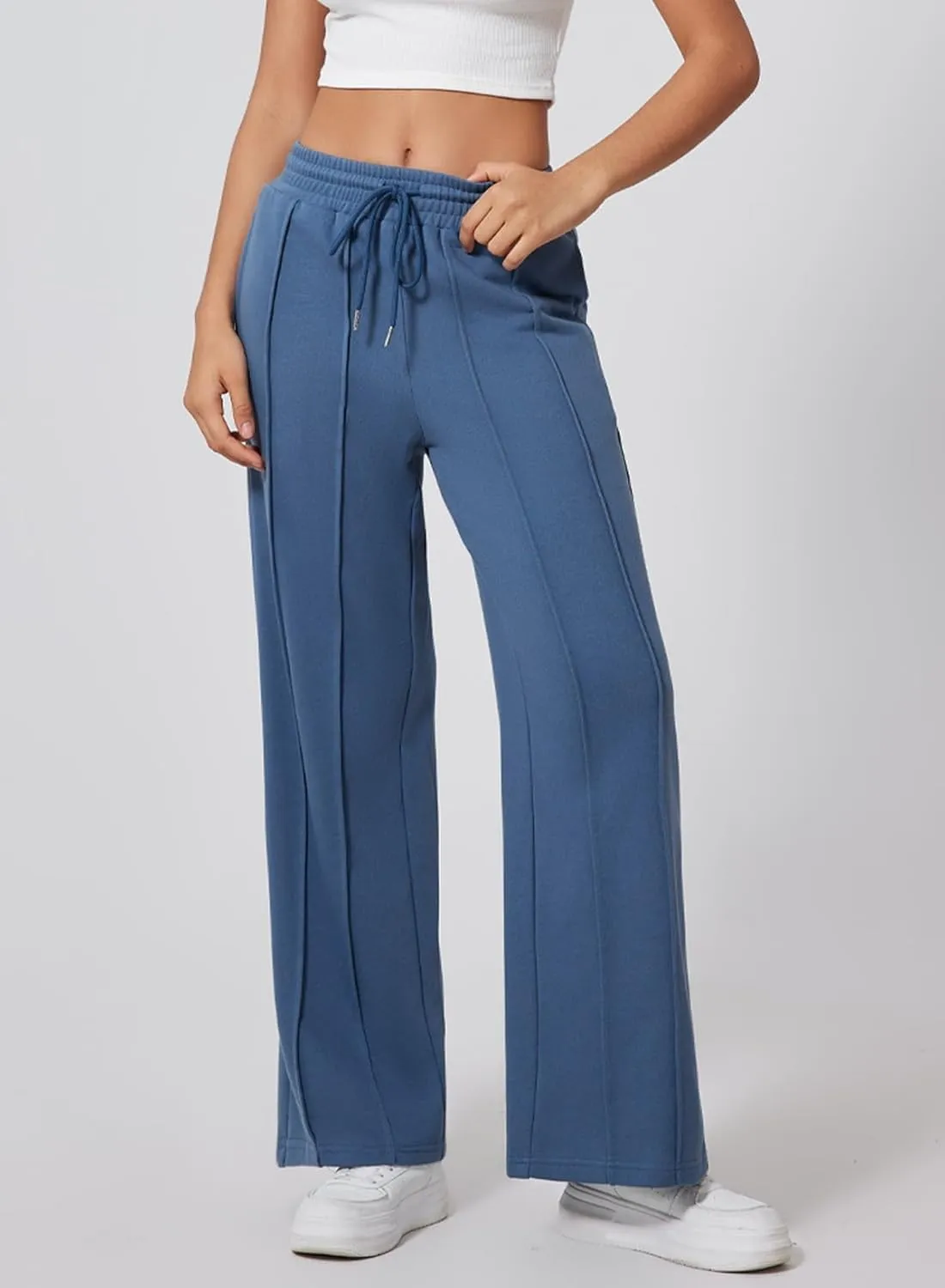 Herseas High Waisted Sweatpants for Women Elastic Elevated Seams Wide Leg Drawstring Loose Long Pants with Pockets