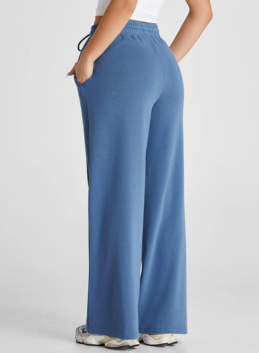 Herseas High Waisted Sweatpants for Women Elastic Elevated Seams Wide Leg Drawstring Loose Long Pants with Pockets