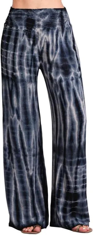 HEYHUN Womens Palazzo Pants Tie Dye Boho Gauze Casual & Lounge Wide Leg Bottoms S-XL