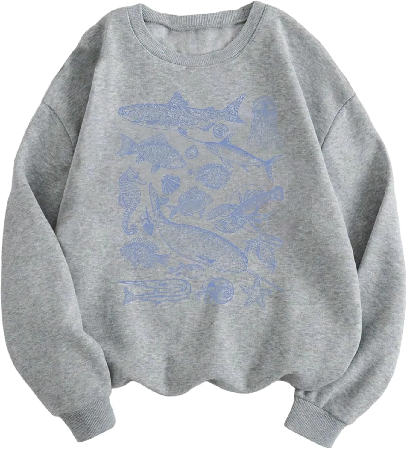 Hilinker Women's Graphic Crewneck Sweatshirts Casual Loose Long Sleeve Pullover Tops