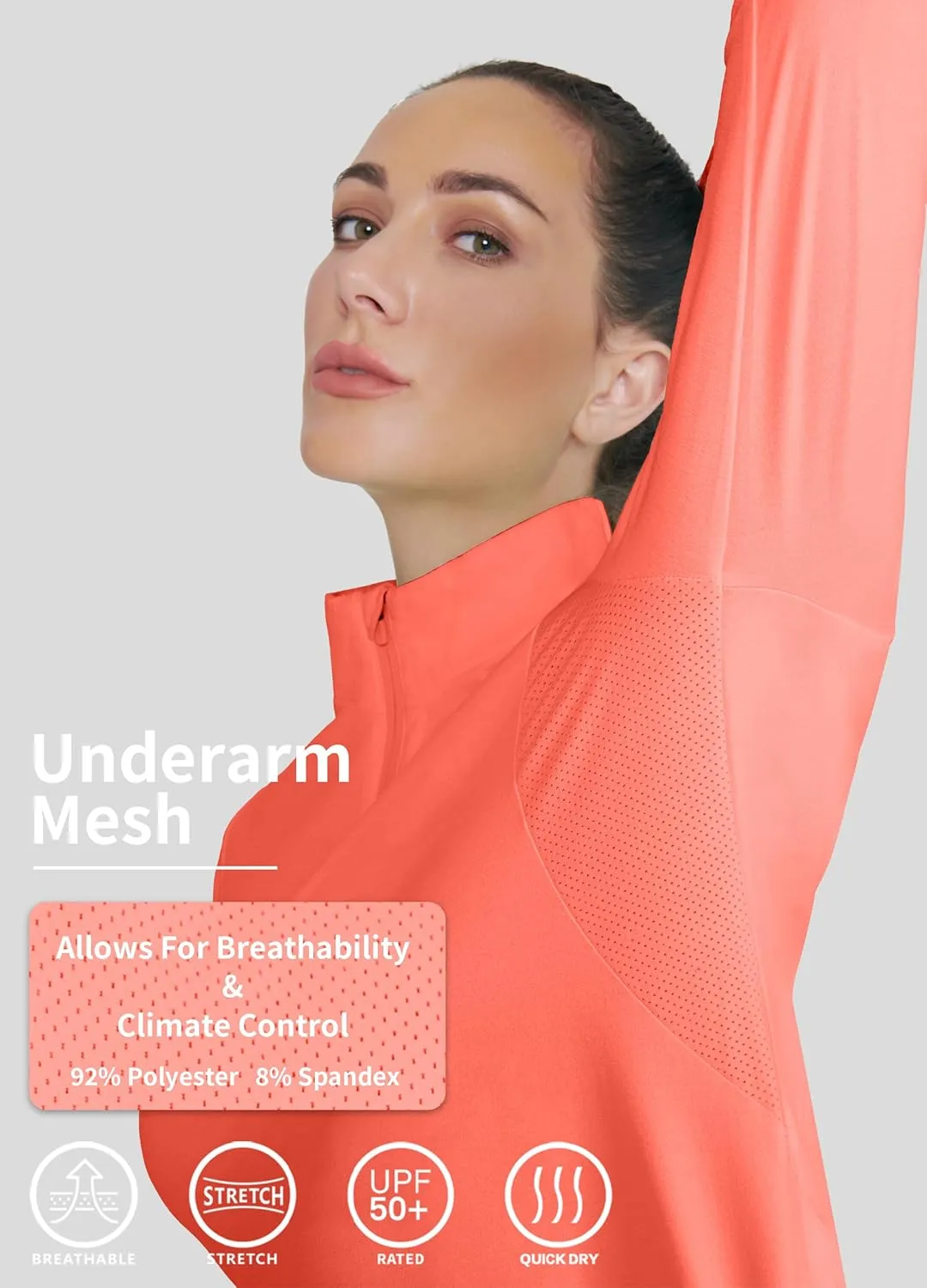 Hiverlay Women's Quick Dry Shirts Long Sleeve for Running Hiking Workout UPF50  Lightweight Pullover Top with Pocket