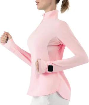 Hiverlay Women's Quick Dry Shirts Long Sleeve for Running Hiking Workout UPF50  Lightweight Pullover Top with Pocket