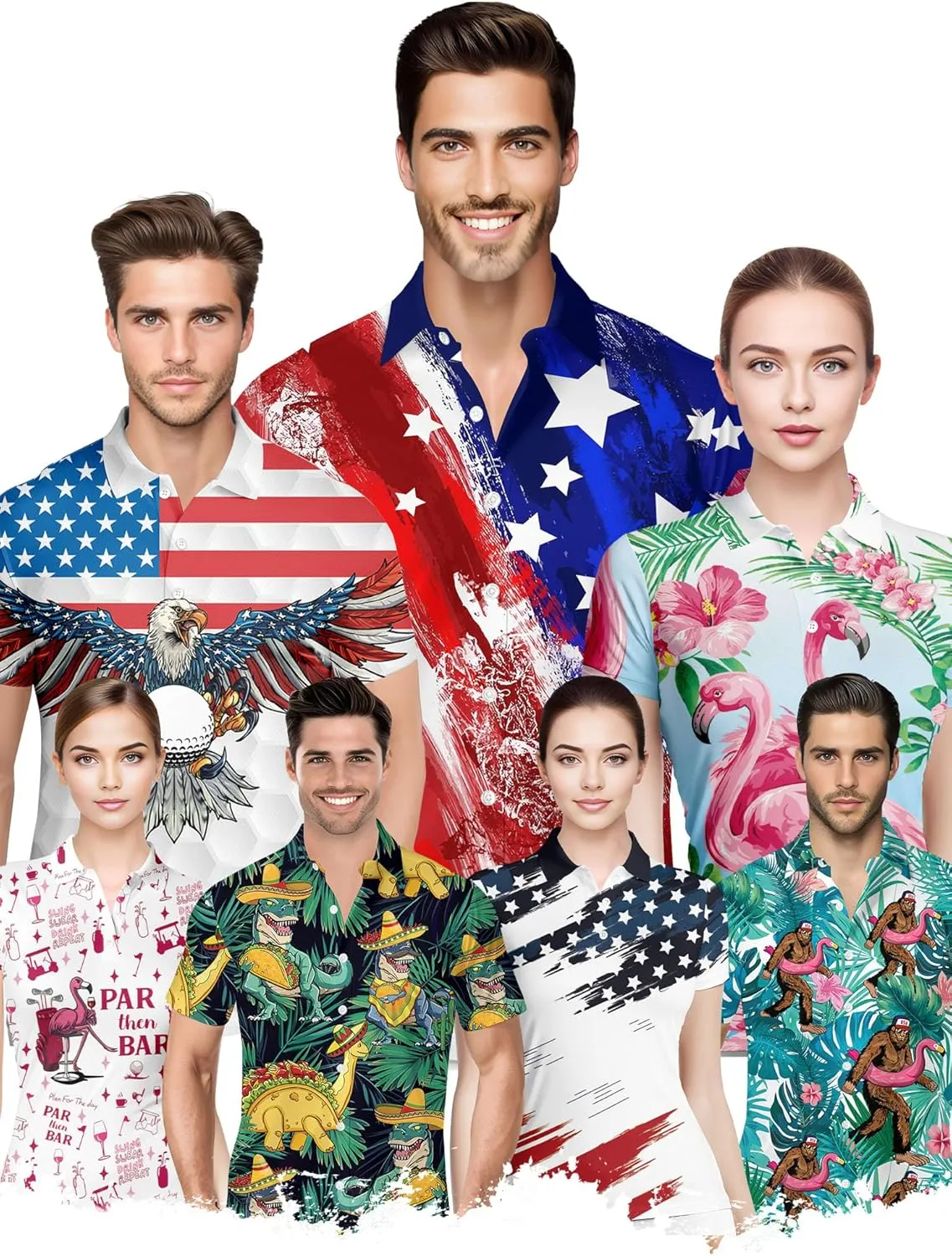 HIVICHI Funny Golf Shirts for Women Cute Crazy Print Short Sleeve Moisture Wicking Womens Polo Shirt