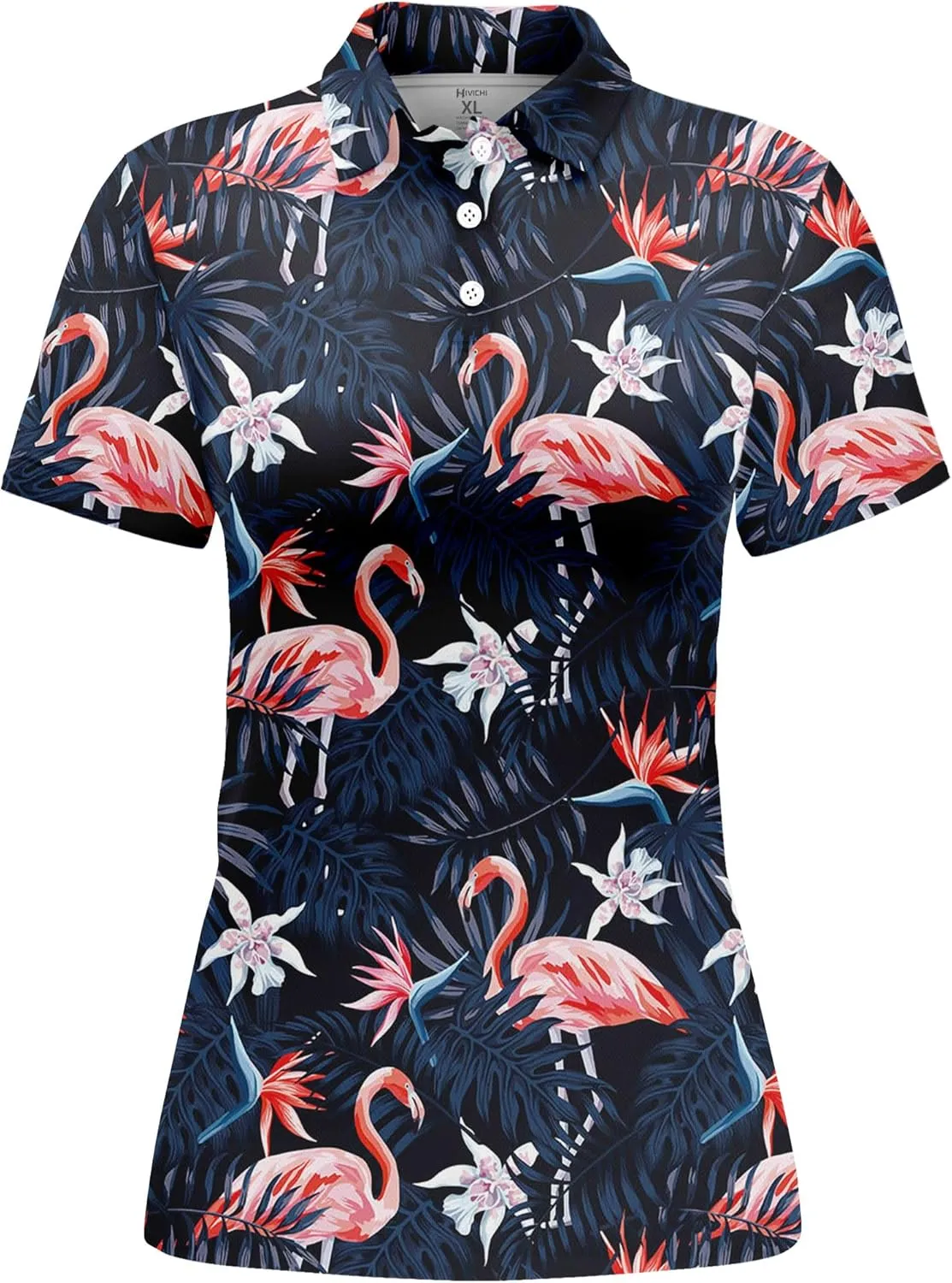 HIVICHI Funny Golf Shirts for Women Cute Crazy Print Short Sleeve Moisture Wicking Womens Polo Shirt