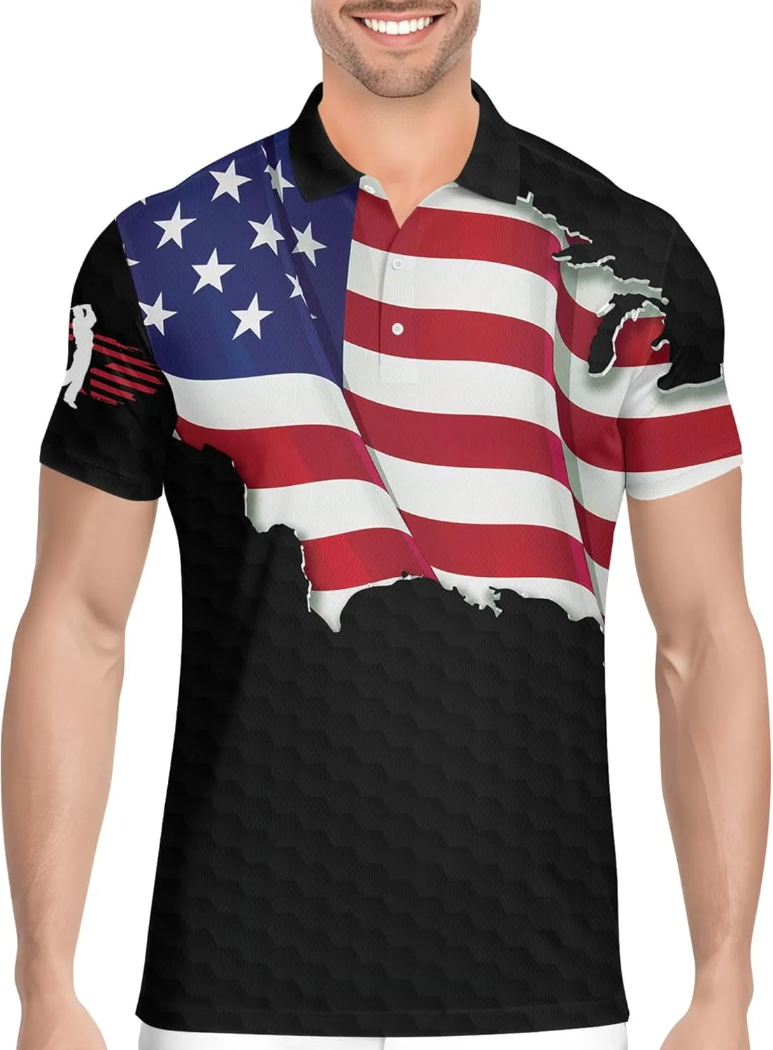 HIVICHI Funny Mens Golf Shirt Graphic Moisture Wicking Performance Golfing Print Athletic Polo Shirts for Men