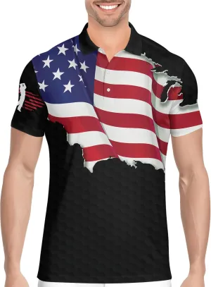 HIVICHI Funny Mens Golf Shirt Graphic Moisture Wicking Performance Golfing Print Athletic Polo Shirts for Men