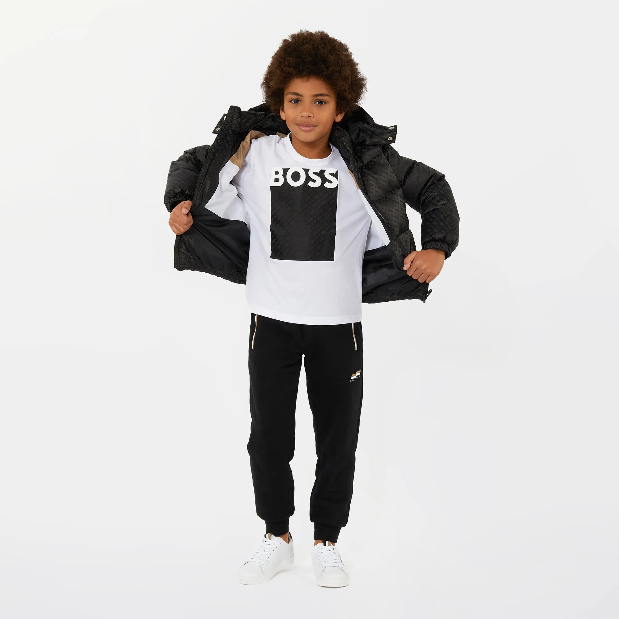 Hugo Boss Boy's Black Zip-Up Hooded Winter Jacket