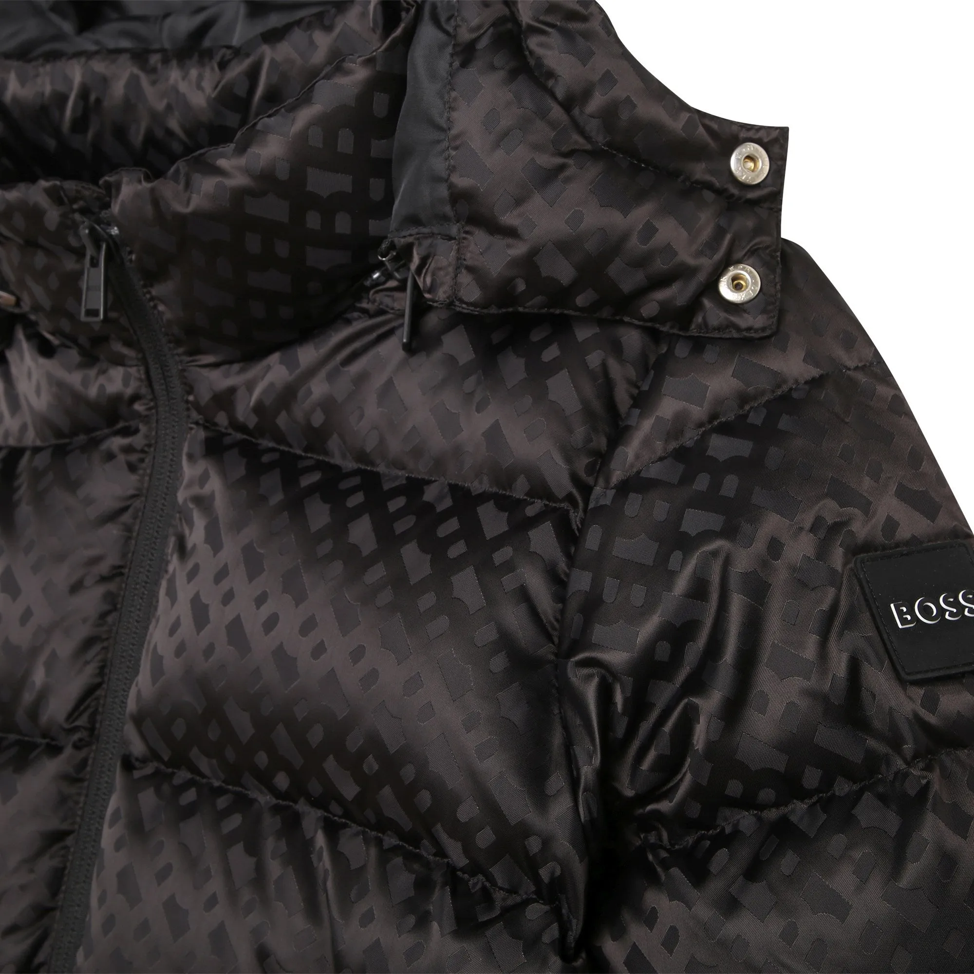 Hugo Boss Boy's Black Zip-Up Hooded Winter Jacket