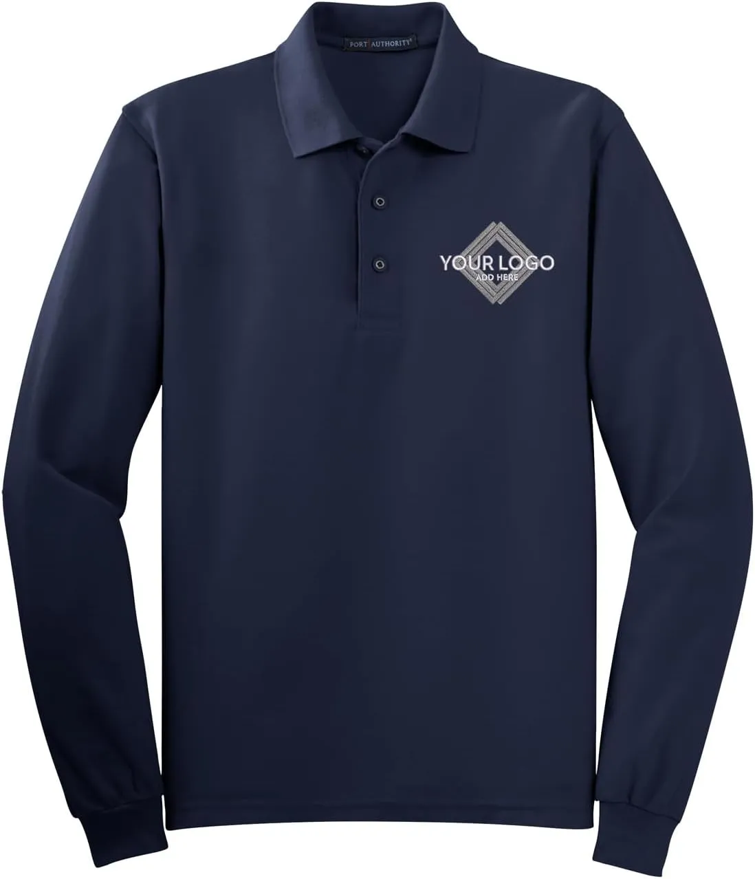 INK STITCH Men K500ls Custom Add Your Logo Texts Embroidery Silk Touch Long Sleeve Polo Shirts