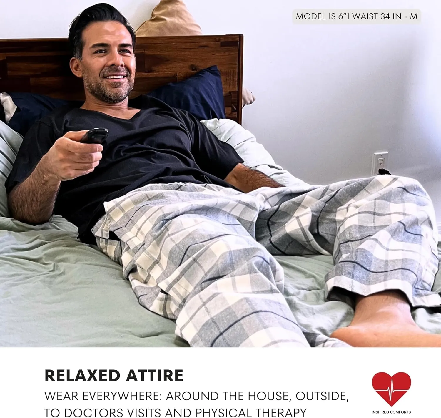 Inspired Comforts Unisex Tearaway Post Surgery Recovery Pajama Pants with Side Snaps & Pockets