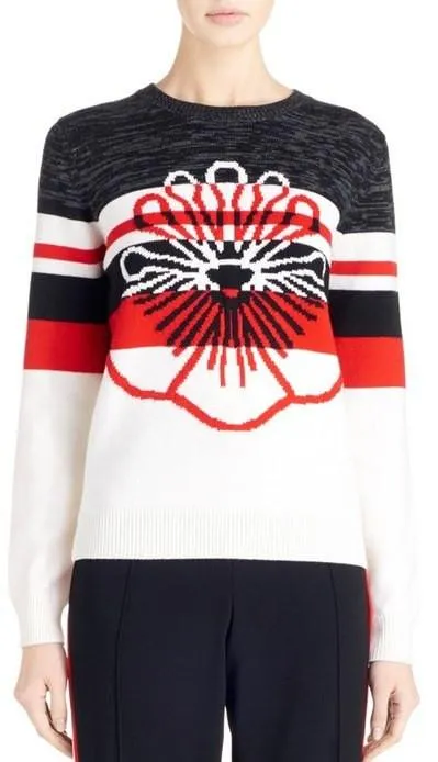 Intarsia Flower Printed Wool Sweater