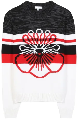 Intarsia Flower Printed Wool Sweater