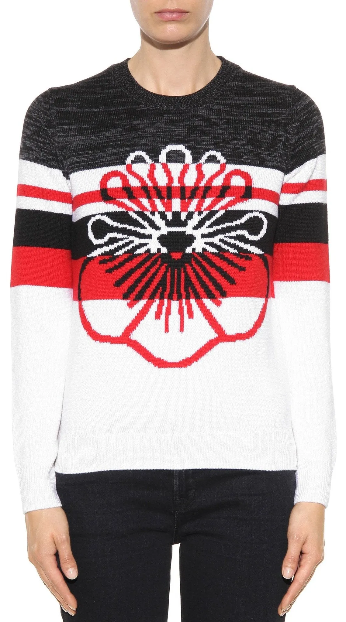 Intarsia Flower Printed Wool Sweater