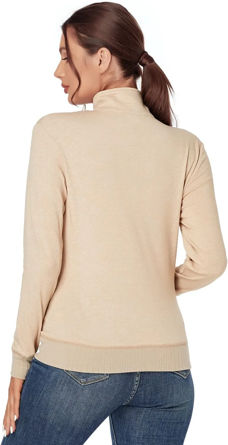 J.Corrine Women's Zip up Sweatshirts Jacket Stand Collar Long Sleeve Running Track Jacket with Pockets