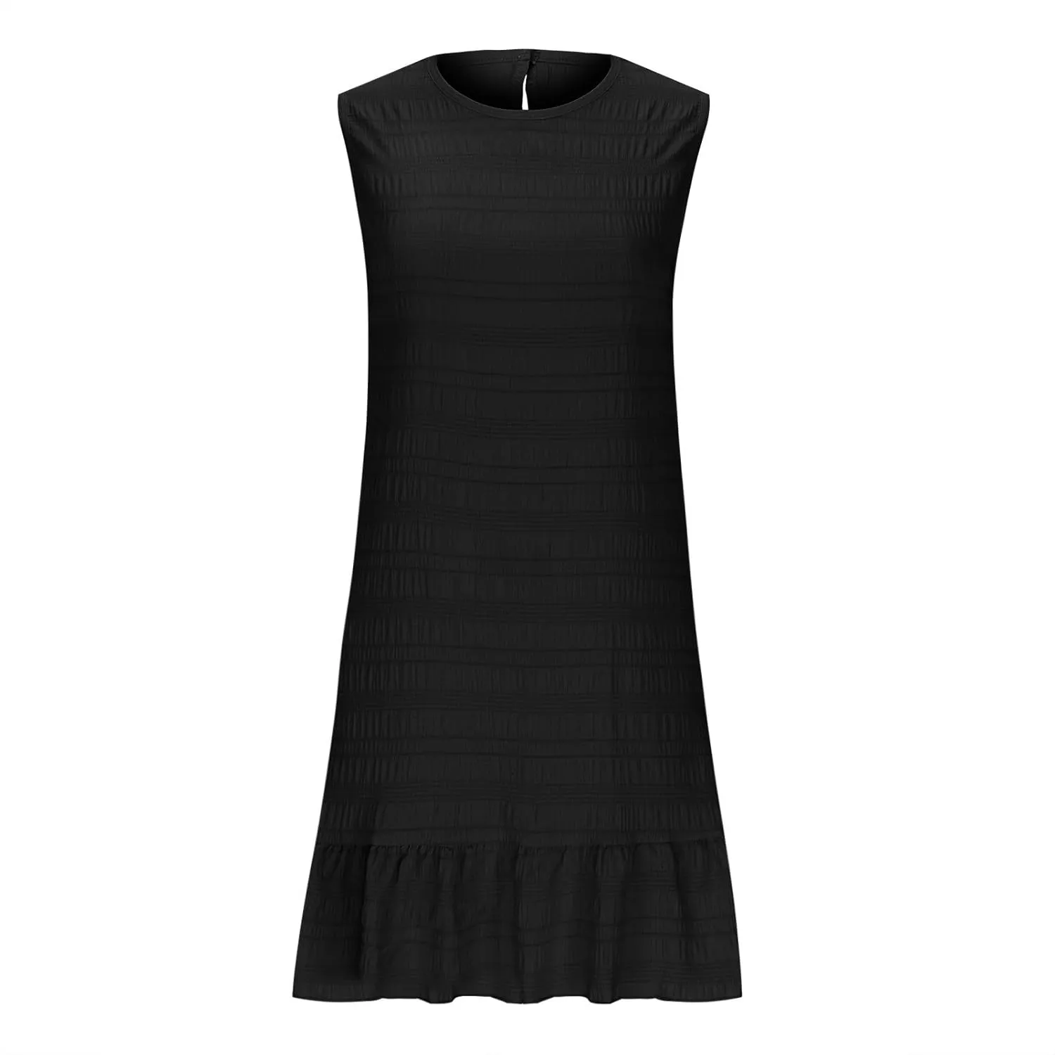 JOAU Summer Dresses for Women 2025 Casual Sleeveless Round Neck Tank Mini Short Dress A-Line Pleated Ruffle Ruched Sundress