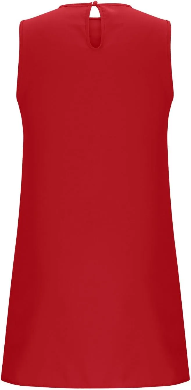 JOAU Summer Dresses for Women 2025 Crew Neck Sleeveless Keyhole Back Beach Sundress Casual Flowy Ruffle Hem Mini Tank Dress
