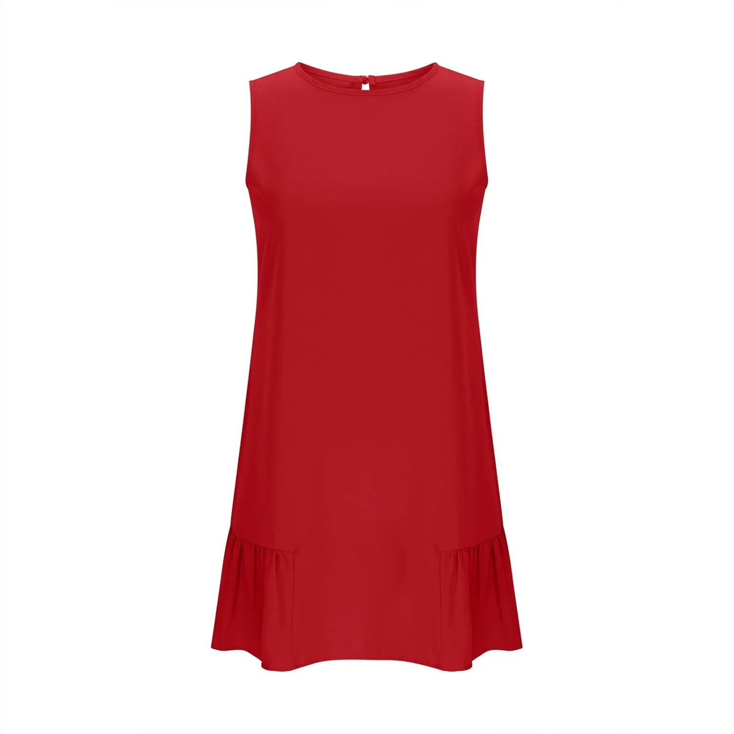 JOAU Summer Dresses for Women 2025 Crew Neck Sleeveless Keyhole Back Beach Sundress Casual Flowy Ruffle Hem Mini Tank Dress