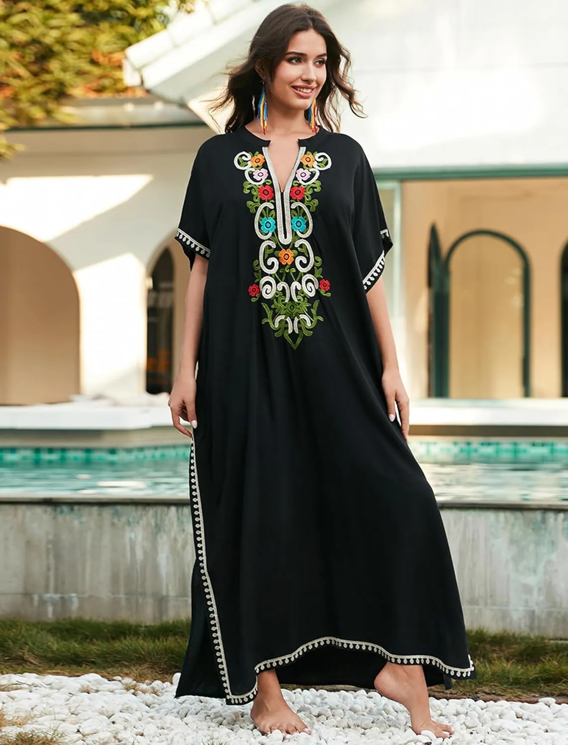 Kaftan Cover up for Women Maxi Beach Dresses Plus Size Caftan Loungewear African Muumuu Dress Lightweight Beachwear
