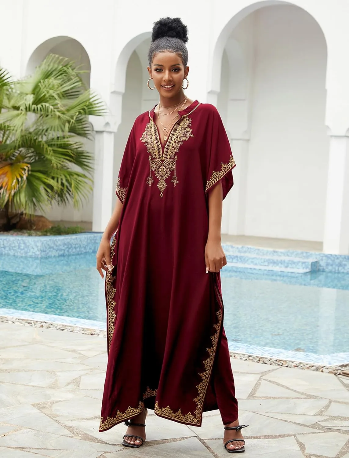 Kaftan Cover up for Women Maxi Beach Dresses Plus Size Caftan Loungewear African Muumuu Dress Lightweight Beachwear