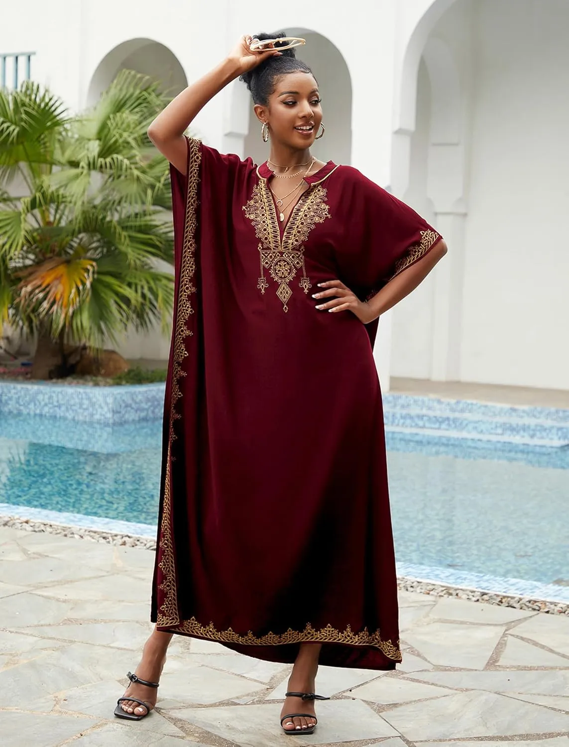Kaftan Cover up for Women Maxi Beach Dresses Plus Size Caftan Loungewear African Muumuu Dress Lightweight Beachwear