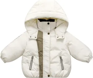 Kids Toddler Baby Girls Boys Winter Warm Thick Solid Cotton Long Sleeve Padded Jacket Coat 3 to 8 Y (White, 3-4 Years)