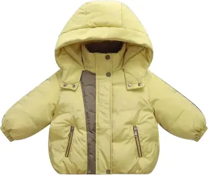 Kids Toddler Baby Girls Boys Winter Warm Thick Solid Cotton Long Sleeve Padded Jacket Coat 3 to 8 Y (Yellow, 6-7 Years)