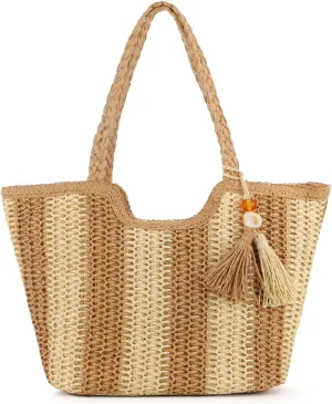 KUANG! Womens Straw Bags Beach Tote Bag Handwoven Hobo Bag Large Summer Beach Straw Bag