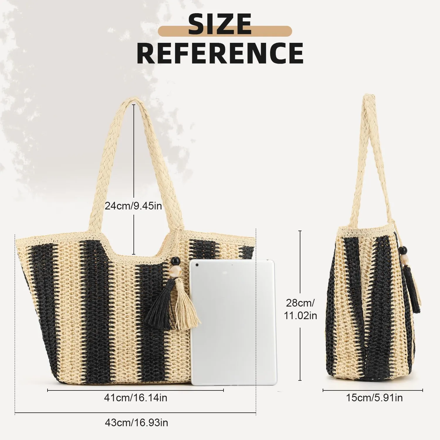 KUANG! Womens Straw Bags Beach Tote Bag Handwoven Hobo Bag Large Summer Beach Straw Bag