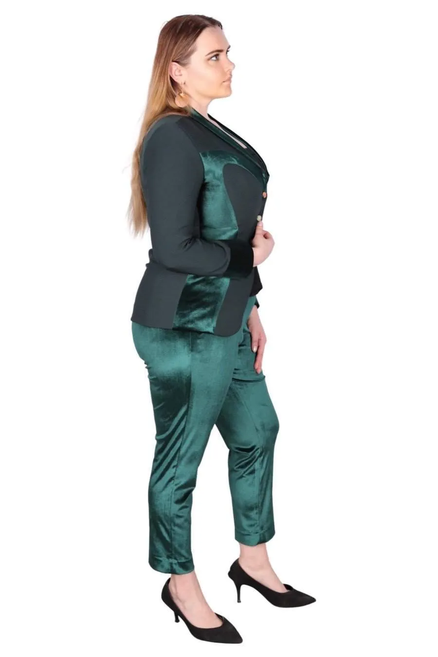 Ladies Business Green Velvet Suits