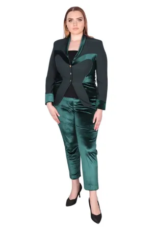 Ladies Business Green Velvet Suits