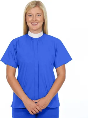 Ladies Clergy Shirt - Includes Banded Collar - Short Sleeves - Wrinkle-Resistant - Clergy Shirts for Women