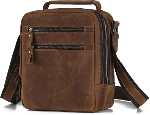 Large Capacity Crossbody Bag Crazy Horse Leather Vintage Shoulder Bag Sports Riding
