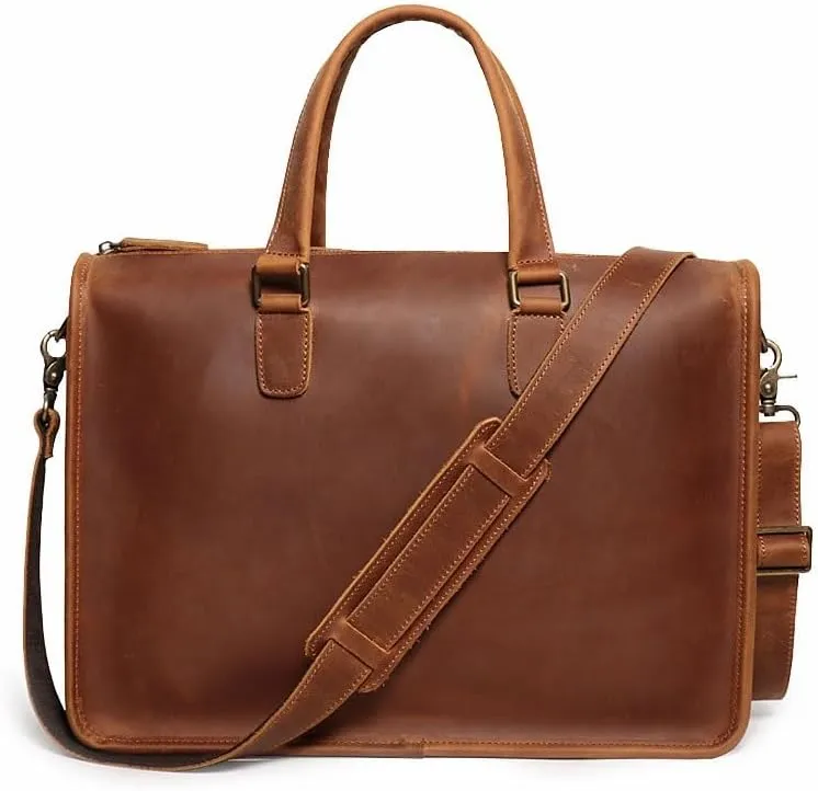 Leather Vintage Genuine Leather Briefcase for Men Business Work Briefcase Shoulder Laptop Bag