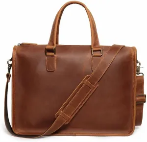 Leather Vintage Genuine Leather Briefcase for Men Business Work Briefcase Shoulder Laptop Bag