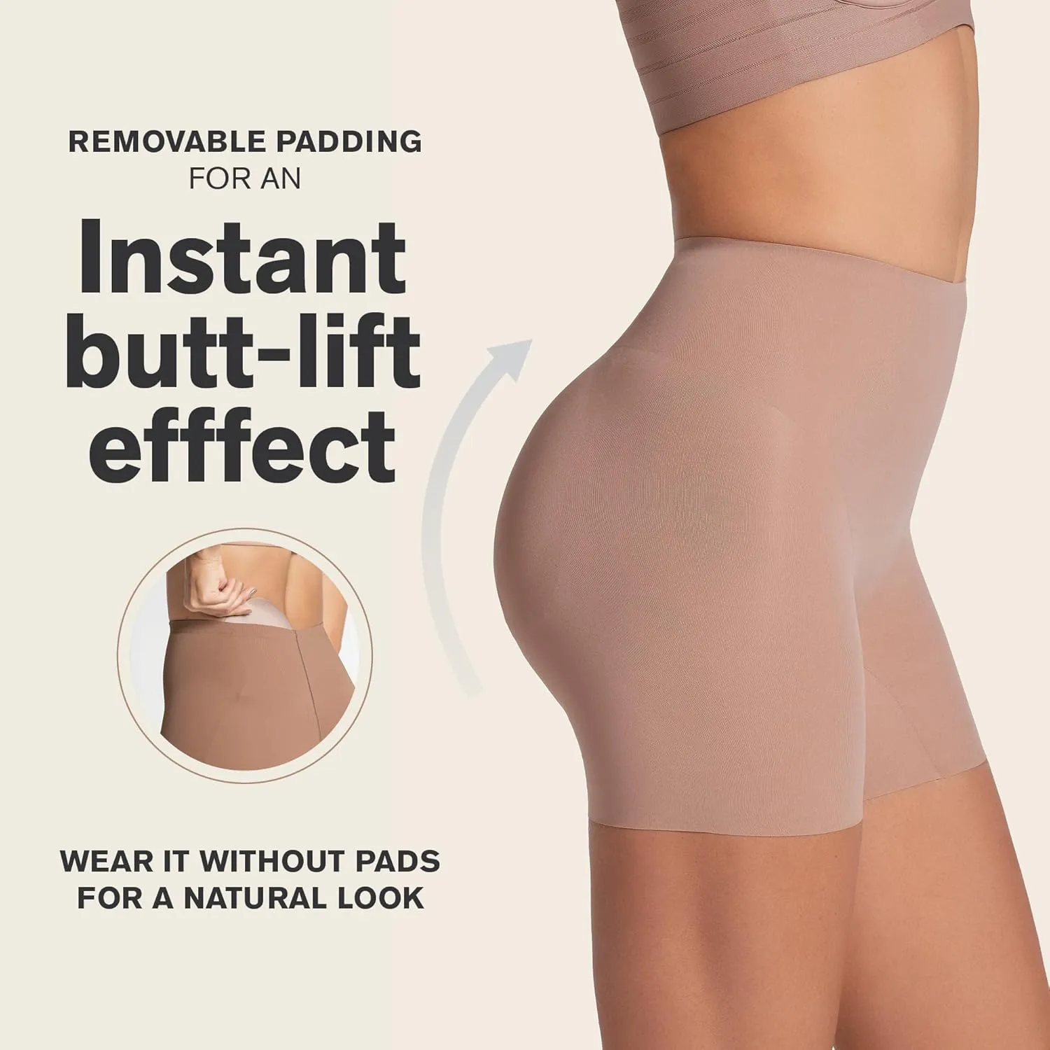Leonisa Butt Lifting Shapewear Booty Lifting Panties for Women - Shaper Shorts and Boyshort with Butt Pads