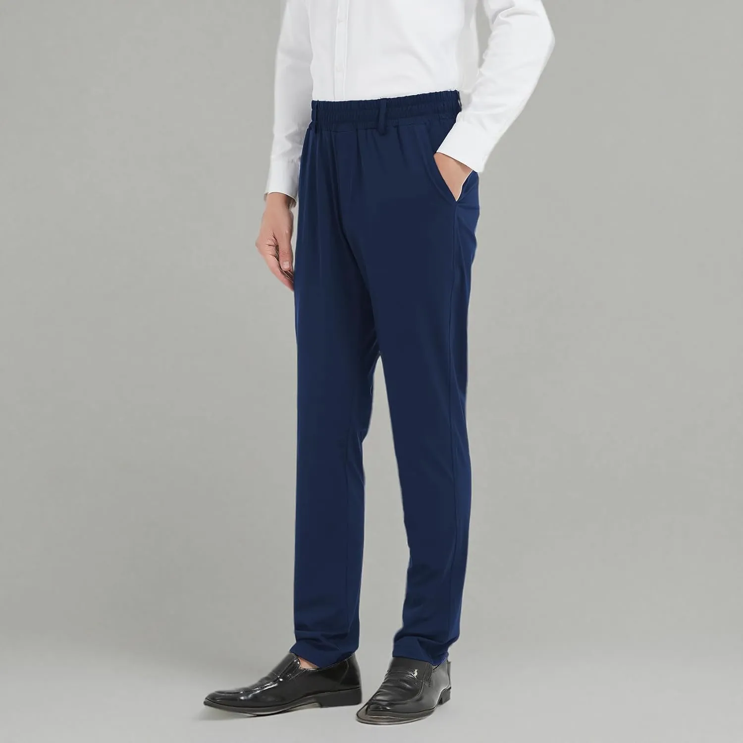 LETAOTAO Lightweight Mens Elastic Waist Pants for Seniors - Stretch Fit, Wrinkle-Free Easy Pull-On with Magnetic Button Fly