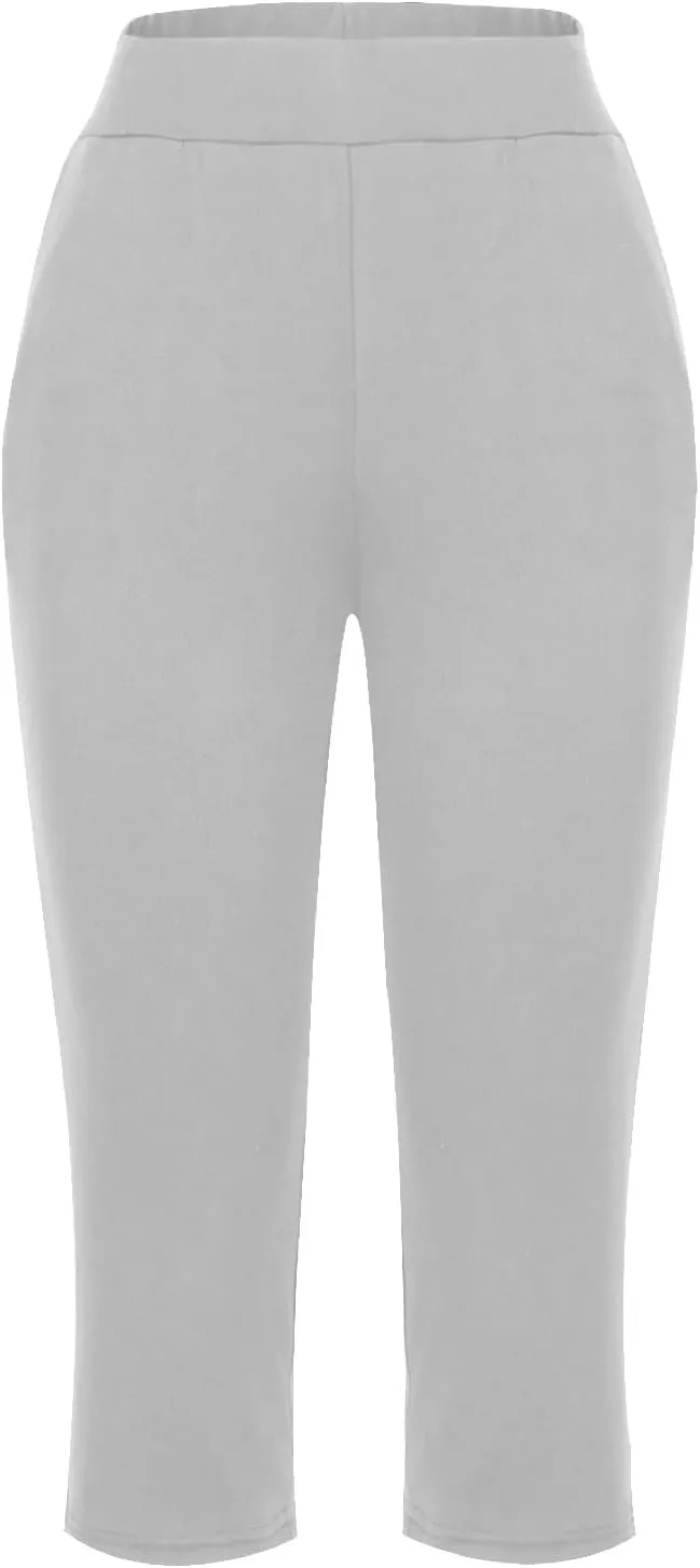 LFEOOST Capri Pants for Women High Waist Wide Leg Yoga Cropped Pants with Pockets Loose Casual Summer Outfits Lounge Pants
